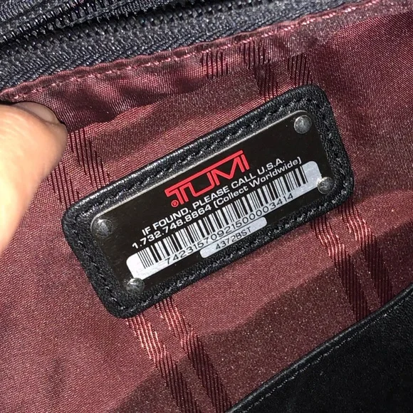 Tumi vintage striped nylon and leather shoulder tote bag - Picture 6 of 7